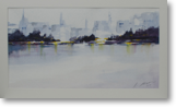 Nightlife – Aquarell – Bildgröße: 43x23 cm – Größe gerahmt: 48x29 cm – Preis: € 100