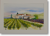 Auberge – Aquarell – Bildgröße: 60x40 cm – Größe gerahmt: 70x50 cm – Preis: € 150