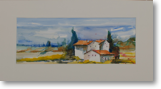 Provence – Aquarell – Bildgröße: 49x20 cm – Größe gerahmt: 63x34 cm – Preis: € 100