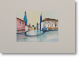 Isle la Sorguè ¬– Aquarell – Bildgröße: 40x30 cm – Größe gerahmt: 70x50 cm – Preis: € 150