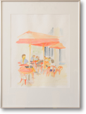 Im Kaffee2 – Aquarell 40x50 cm – Rahmen 50x70 cm – Preis: € 150