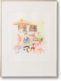 Im Kaffee1 – Aquarell 40x50 cm – Rahmen 50x70 cm – Preis: € 150
