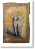 Verbindungen 1 – Acryl auf original Kaffeesack – ca. 80x120 cm, Preis: € 350