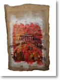 Verbindungen 5 – Acryl auf original Kaffeesack – ca. 80x120 cm, Preis: € 350